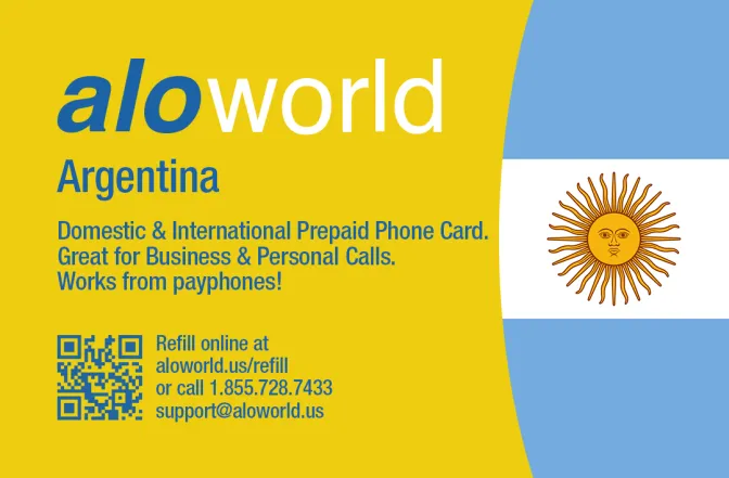 Aloworld argentina Calling Card. Call argentina from USA & Canada
