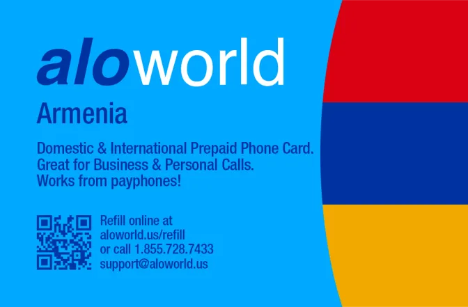 Aloworld armenia Calling Card. Call armenia from USA & Canada
