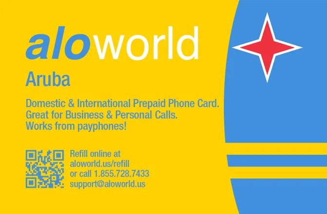 Aloworld aruba Calling Card. Call aruba from USA & Canada