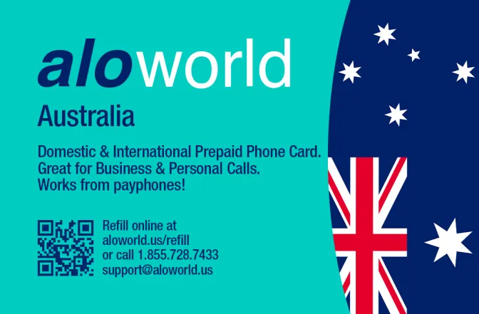 Aloworld australia Calling Card. Call australia from USA & Canada
