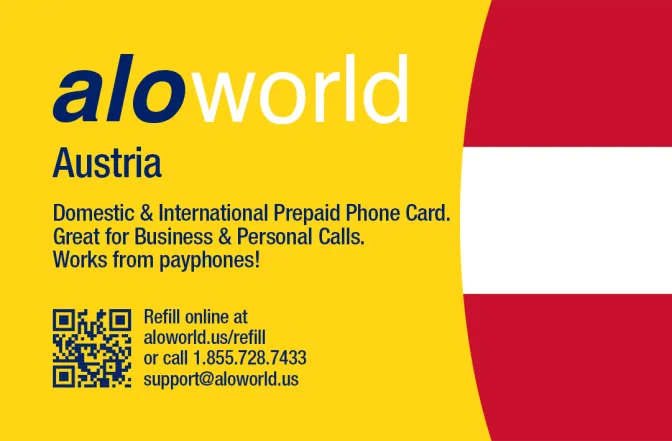 Aloworld austria Calling Card. Call austria from USA & Canada