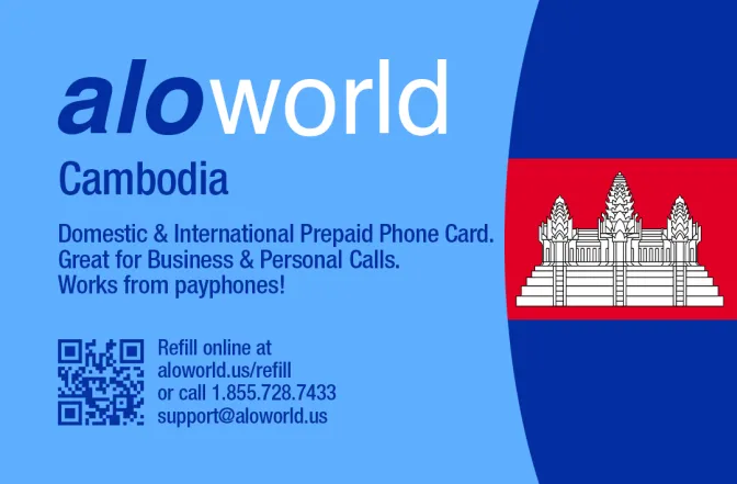 Aloworld cambodia Calling Card. Call cambodia from USA & Canada